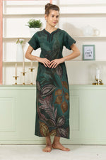 MANGAI Colourful Digital Panel Printed Alpine Fancy Nighty |All Over Print | Half Sleeve | Zipless Model | Side Pocket | Premium Night Wear (AFK)