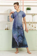 MANGAI Colourful Digital Panel Printed Alpine Fancy Nighty |All Over Print | Half Sleeve | Zipless Model | Side Pocket | Premium Night Wear (AFK)