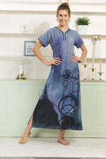 MANGAI Colourful Digital Panel Printed Alpine Fancy Nighty |All Over Print | Half Sleeve | Zipless Model | Side Pocket | Premium Night Wear (AFK)