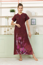 MANGAI Colourful Digital Panel Printed Alpine Fancy Nighty |All Over Print | Half Sleeve | Zipless Model | Side Pocket | Premium Night Wear (AFK)