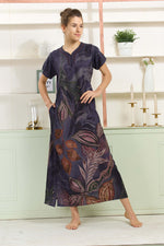 MANGAI Colourful Digital Panel Printed Alpine Fancy Nighty |All Over Print | Half Sleeve | Zipless Model | Side Pocket | Premium Night Wear (AFK)