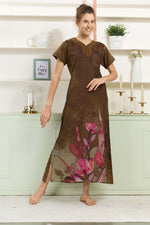 MANGAI Colourful Digital Panel Printed Alpine Fancy Nighty |All Over Print | Half Sleeve | Zipless Model | Side Pocket | Premium Night Wear (AFK)