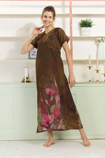 MANGAI Colourful Digital Panel Printed Alpine Fancy Nighty |All Over Print | Half Sleeve | Zipless Model | Side Pocket | Premium Night Wear (AFK)