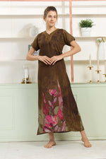 MANGAI Colourful Digital Panel Printed Alpine Fancy Nighty |All Over Print | Half Sleeve | Zipless Model | Side Pocket | Premium Night Wear (AFK)