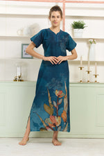 MANGAI Colourful Digital Panel Printed Alpine Fancy Nighty |All Over Print | Half Sleeve | Zipless Model | Side Pocket | Premium Night Wear (AFK)