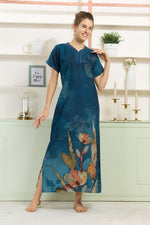 MANGAI Colourful Digital Panel Printed Alpine Fancy Nighty |All Over Print | Half Sleeve | Zipless Model | Side Pocket | Premium Night Wear (AFK)