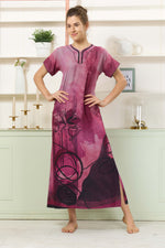 MANGAI Colourful Digital Panel Printed Alpine Fancy Nighty |All Over Print | Half Sleeve | Zipless Model | Side Pocket | Premium Night Wear (AFK)