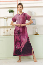 MANGAI Colourful Digital Panel Printed Alpine Fancy Nighty |All Over Print | Half Sleeve | Zipless Model | Side Pocket | Premium Night Wear (AFK)