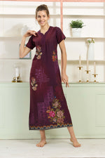 MANGAI Colourful Digital Panel Printed Alpine Fancy Nighty |All Over Print | Half Sleeve | Zipless Model | Side Pocket | Premium Night Wear (AFK)