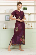 MANGAI Colourful Digital Panel Printed Alpine Fancy Nighty |All Over Print | Half Sleeve | Zipless Model | Side Pocket | Premium Night Wear (AFK)