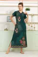 MANGAI Colourful Digital Panel Printed Alpine Fancy Nighty |All Over Print | Half Sleeve | Zipless Model | Side Pocket | Premium Night Wear (AFK)