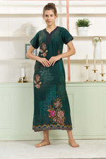 MANGAI Colourful Digital Panel Printed Alpine Fancy Nighty |All Over Print | Half Sleeve | Zipless Model | Side Pocket | Premium Night Wear (AFK)