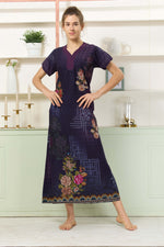 MANGAI Colourful Digital Panel Printed Alpine Fancy Nighty |All Over Print | Half Sleeve | Zipless Model | Side Pocket | Premium Night Wear (AFK)