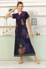 MANGAI Colourful Digital Panel Printed Alpine Fancy Nighty |All Over Print | Half Sleeve | Zipless Model | Side Pocket | Premium Night Wear (AFK)