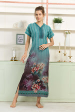 MANGAI Colourful Digital Panel Printed Alpine Fancy Nighty |All Over Print | Half Sleeve | Zipless Model | Side Pocket | Premium Night Wear (AFK)