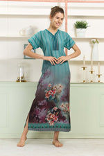 MANGAI Colourful Digital Panel Printed Alpine Fancy Nighty |All Over Print | Half Sleeve | Zipless Model | Side Pocket | Premium Night Wear (AFK)