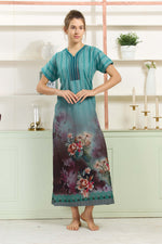 MANGAI Colourful Digital Panel Printed Alpine Fancy Nighty |All Over Print | Half Sleeve | Zipless Model | Side Pocket | Premium Night Wear (AFK)