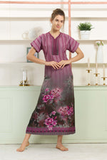 MANGAI Colourful Digital Panel Printed Alpine Fancy Nighty |All Over Print | Half Sleeve | Zipless Model | Side Pocket | Premium Night Wear (AFK)