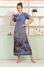 MANGAI Colourful Digital Panel Printed Alpine Fancy Nighty |All Over Print | Half Sleeve | Zipless Model | Side Pocket | Premium Night Wear (AFK)