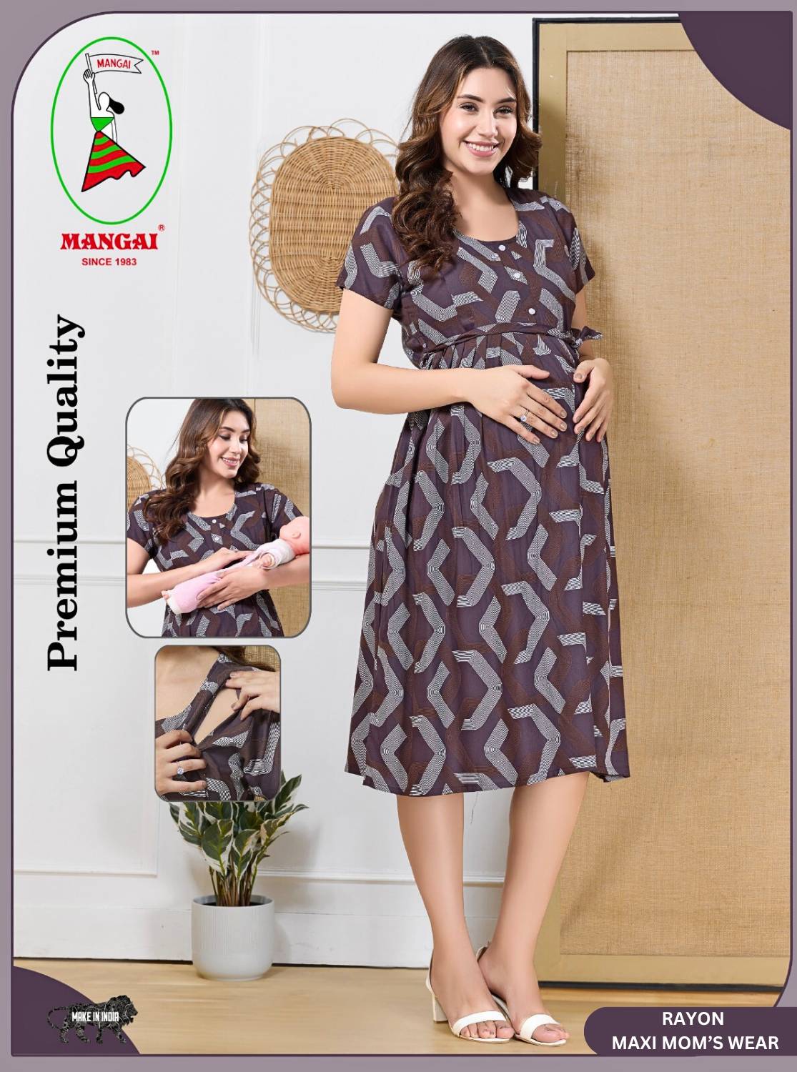 New Arrivals 4-IN-ONE MAXI Mom's Feeding & Casual Wear | Stylish Maxi Style | Invisible Feeding Zipper | Perfect Pre & Post Pregnancy Wear   (MAXI 4-IN-ONE)
