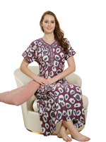 MANGAI Alpine Embroidery Model Nighties | Full Length | Stylish Printed Model Nighties | Side Pocket | Half Sleeve | Perfect Nightwear Collection's for Trendy Women's (LDM)