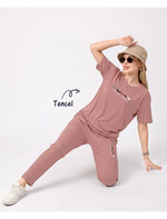 Trendy Rose Pink Tencel Lounge Set for Women - Mangai Nighties