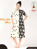 MANGAI Premium Rayon Collar MAXI Nighty for Women | Long Sleeve Stylish Nightwear for Women and Teenager | Perfect Stylish Nightwear (CM)