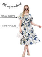 Rayon MAXI FROCK Model Nighties | Fancy Petal Sleeve | Fancy Neck & Side Pocket | Pleated Frock MAXI Style | Trendy Collection's for Stylish Women & Teenage Girl (PSG-H)