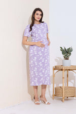 MANGAI HOSIERY Cotton Zipless Feeding Wear | Fancy Sleeve with Round Neck | Flap Open Zipless Feeding wear for Pregnancy Women (MMG)