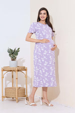 MANGAI HOSIERY Cotton Zipless Feeding Wear | Fancy Sleeve with Round Neck | Flap Open Zipless Feeding wear for Pregnancy Women (MMG)