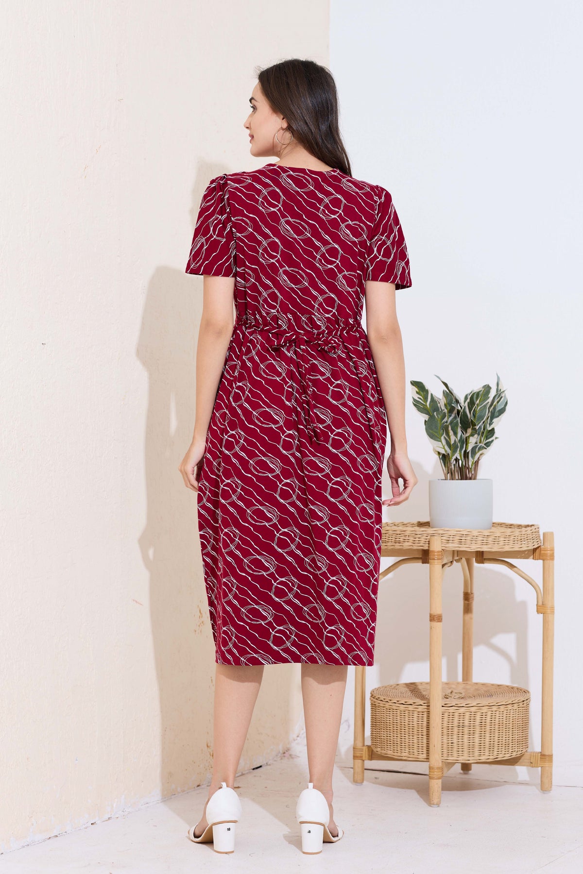 MANGAI HOSIERY Cotton Zipless Feeding Wear | Fancy Sleeve with Round Neck | Flap Open Zipless Feeding wear for Pregnancy Women (MMG)