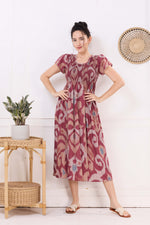 MANGAI Premium Rayon MAXI Frock Smocking Night Gown | Stretchable & Comfort Fit | Fancy Pleated Style with Side Pocket | Round Neck Nightwear for Stylish Women (SRM)