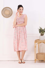 MANGAI Premium Rayon MAXI Frock Smocking Night Gown | Stretchable & Comfort Fit | Fancy Pleated Style with Side Pocket | Round Neck Nightwear for Stylish Women (SRM)