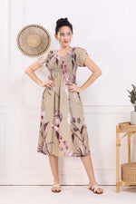 MANGAI Premium Rayon MAXI Frock Smocking Night Gown | Stretchable & Comfort Fit | Fancy Pleated Style with Side Pocket | Round Neck Nightwear for Stylish Women (SRM)