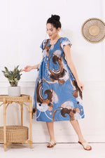 MANGAI Premium Rayon MAXI Frock Smocking Night Gown | Stretchable & Comfort Fit | Fancy Pleated Style with Side Pocket | Round Neck Nightwear for Stylish Women (SRM)