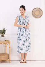 MANGAI Premium Rayon MAXI Frock Smocking Night Gown | Stretchable & Comfort Fit | Fancy Pleated Style with Side Pocket | Round Neck Nightwear for Stylish Women (SRM)