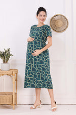 MANGAI HOSIERY Cotton Zipless Feeding Wear | Fancy Sleeve with Round Neck | Flap Open Zipless Feeding wear for Pregnancy Women (MMG)