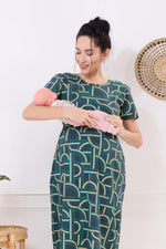 MANGAI HOSIERY Cotton Zipless Feeding Wear | Fancy Sleeve with Round Neck | Flap Open Zipless Feeding wear for Pregnancy Women (MMG)