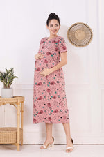 MANGAI HOSIERY Cotton Zipless Feeding Wear | Fancy Sleeve with Round Neck | Flap Open Zipless Feeding wear for Pregnancy Women (MMG)