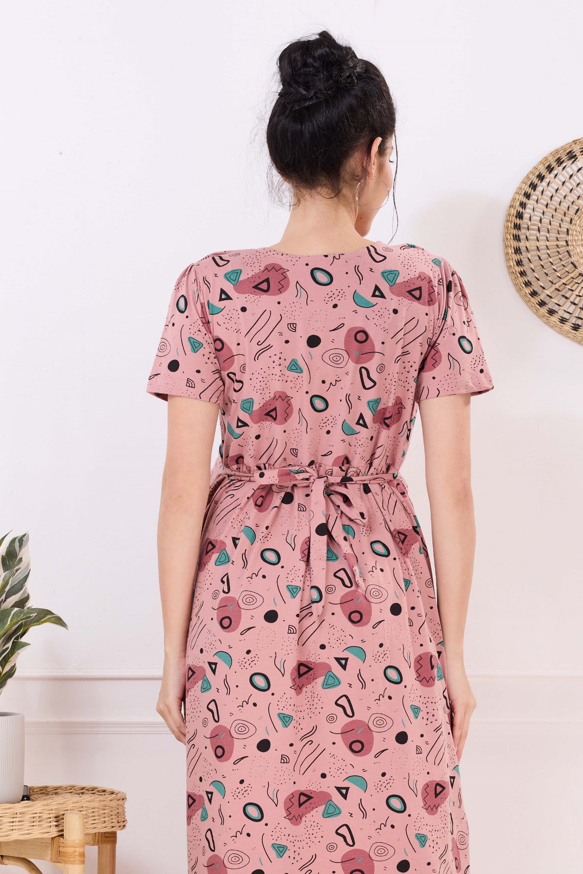 MANGAI HOSIERY Cotton Zipless Feeding Wear | Fancy Sleeve with Round Neck | Flap Open Zipless Feeding wear for Pregnancy Women (MMG)