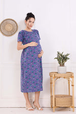 MANGAI HOSIERY Cotton Zipless Feeding Wear | Fancy Sleeve with Round Neck | Flap Open Zipless Feeding wear for Pregnancy Women (MMG)