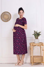 MANGAI HOSIERY Cotton Zipless Feeding Wear | Fancy Sleeve with Round Neck | Flap Open Zipless Feeding wear for Pregnancy Women (MMG)