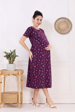 MANGAI HOSIERY Cotton Zipless Feeding Wear | Fancy Sleeve with Round Neck | Flap Open Zipless Feeding wear for Pregnancy Women (MMG)