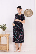 MANGAI HOSIERY Cotton Zipless Feeding Wear | Fancy Sleeve with Round Neck | Flap Open Zipless Feeding wear for Pregnancy Women (MMG)