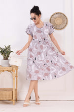 Rayon MAXI FROCK Model Nighties | Fancy Petal Sleeve | Fancy Neck & Side Pocket | Pleated Frock MAXI Style | Trendy Collection's for Stylish Women & Teenage Girl (FSF)