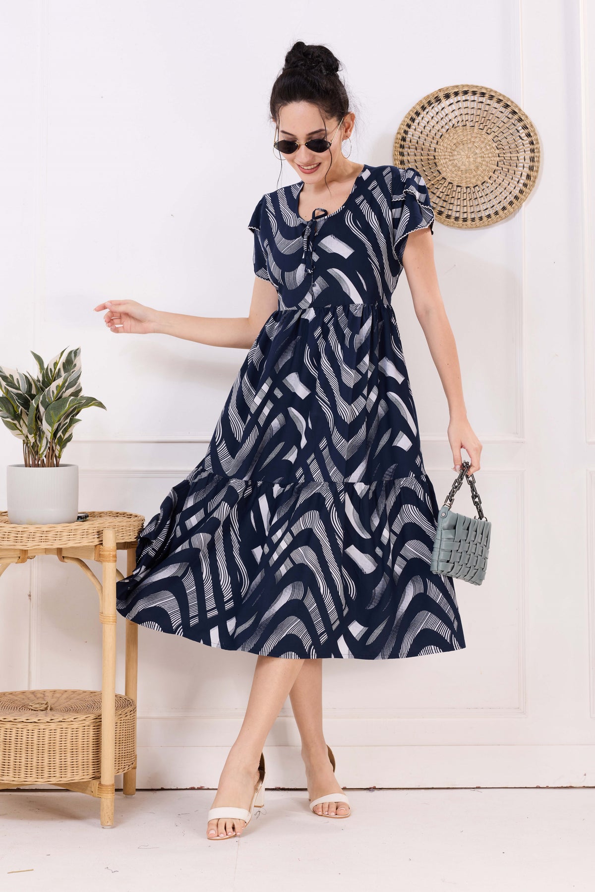 Rayon MAXI FROCK Model Nighties | Fancy Petal Sleeve | Fancy Neck & Side Pocket | Pleated Frock MAXI Style | Trendy Collection's for Stylish Women & Teenage Girl (FSF)