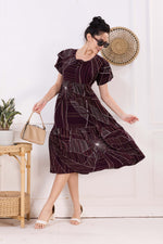 Rayon MAXI FROCK Model Nighties | Fancy Petal Sleeve | Fancy Neck & Side Pocket | Pleated Frock MAXI Style | Trendy Collection's for Stylish Women & Teenage Girl (FSF)