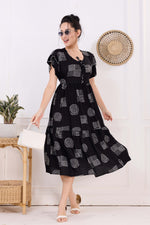 Rayon MAXI FROCK Model Nighties | Fancy Petal Sleeve | Fancy Neck & Side Pocket | Pleated Frock MAXI Style | Trendy Collection's for Stylish Women & Teenage Girl (FSF)