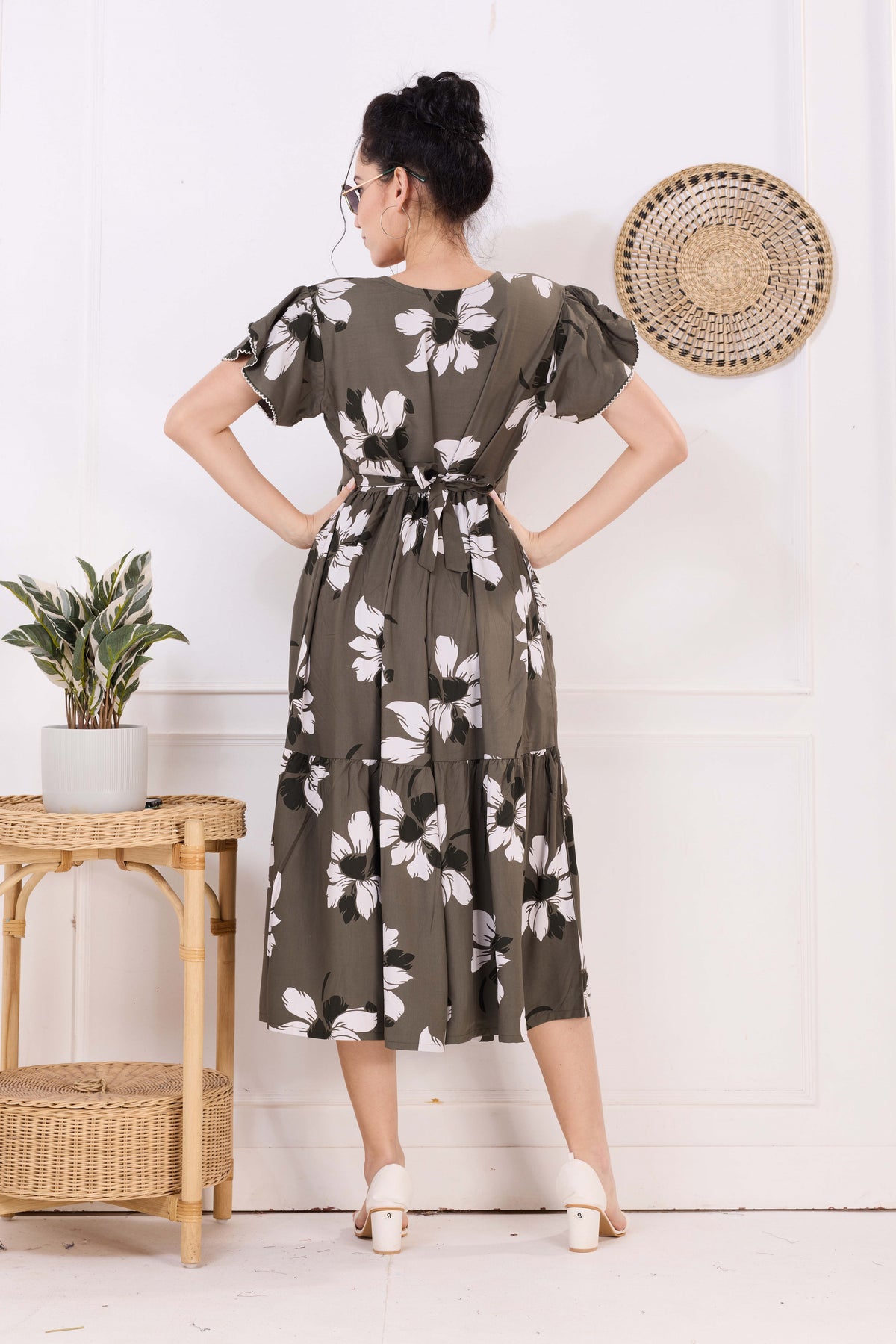 Rayon MAXI FROCK Model Nighties | Fancy Petal Sleeve | Fancy Neck & Side Pocket | Pleated Frock MAXI Style | Trendy Collection's for Stylish Women & Teenage Girl (FSF)