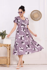 Rayon MAXI FROCK Model Nighties | Fancy Petal Sleeve | Fancy Neck & Side Pocket | Pleated Frock MAXI Style | Trendy Collection's for Stylish Women & Teenage Girl (FSF)